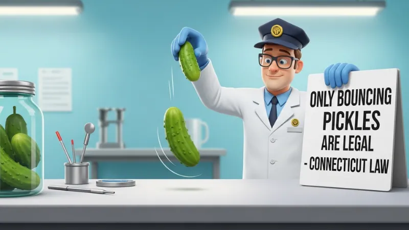 Food inspector testing a bouncing pickle to follow Connecticut law
